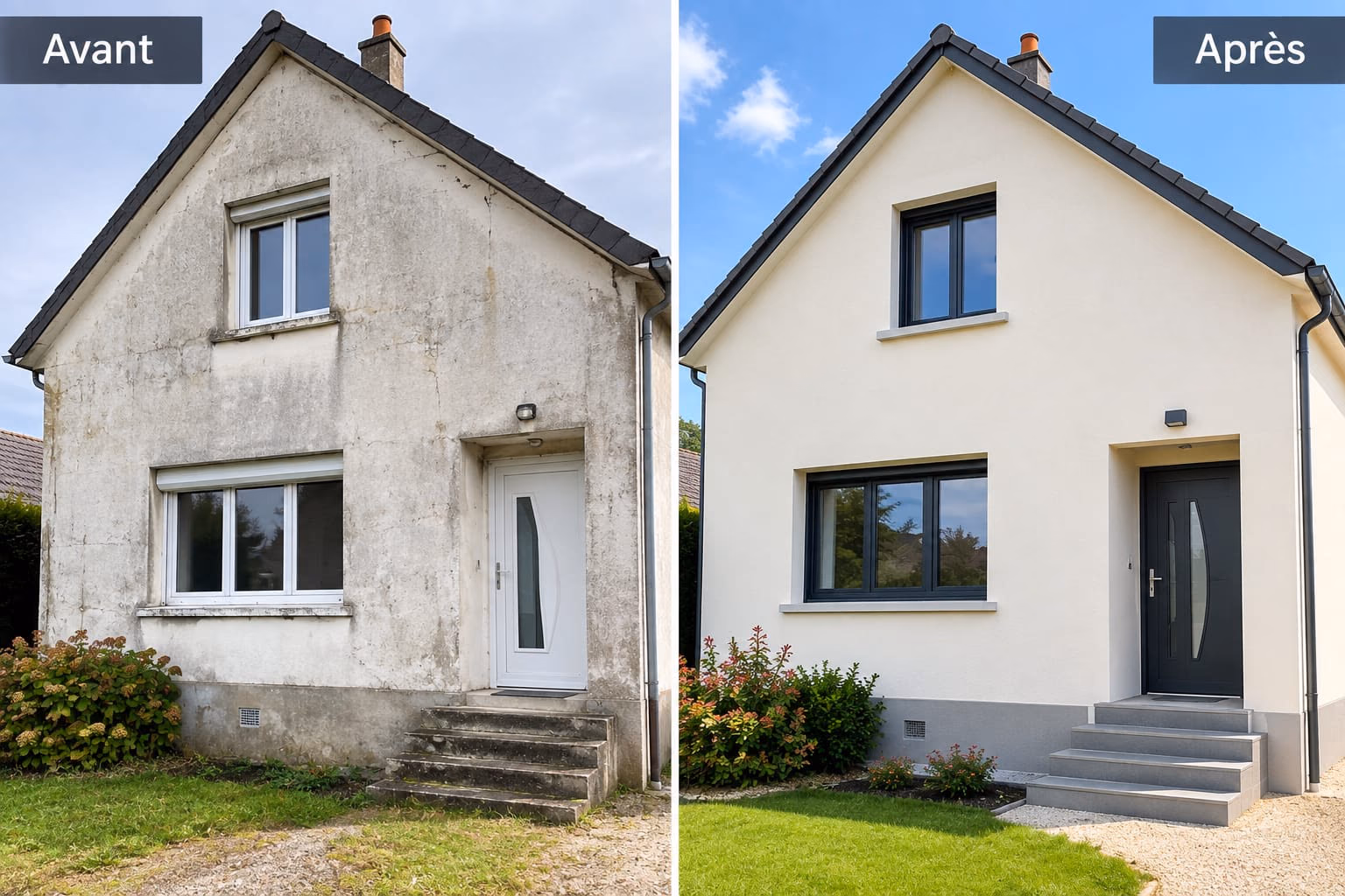 Façade avant et après rénovation
